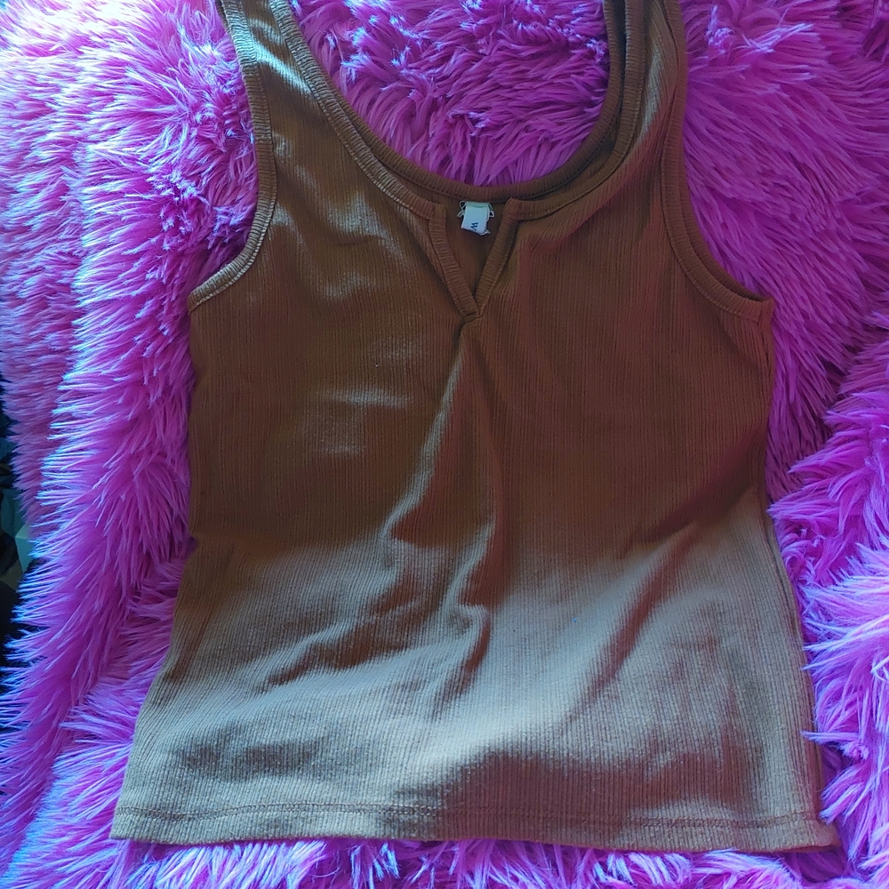 Wishlist Brown Fitted Sleeveless Tank Top